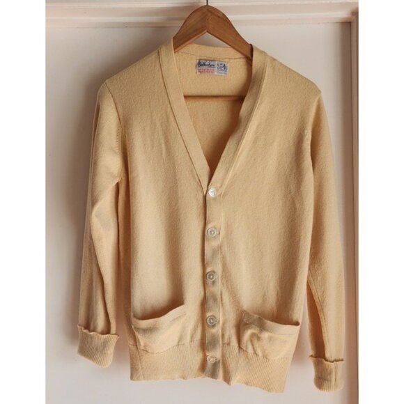 Ballantyne of Peebles Sweaters - Vintage Ballantyne of Peebles 100% Pure Cashmere Cardigan Sweater Butter Yellow